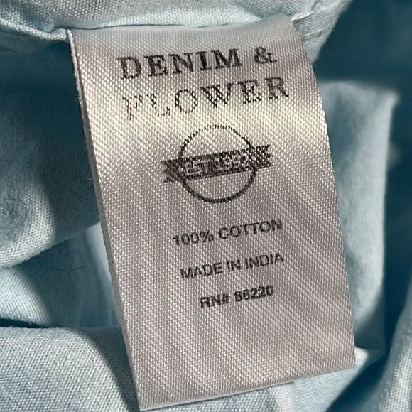 Denim & Flower shirt Mens size XL Slim Fit button up palms short sleeve cotton - Picture 9 of 10